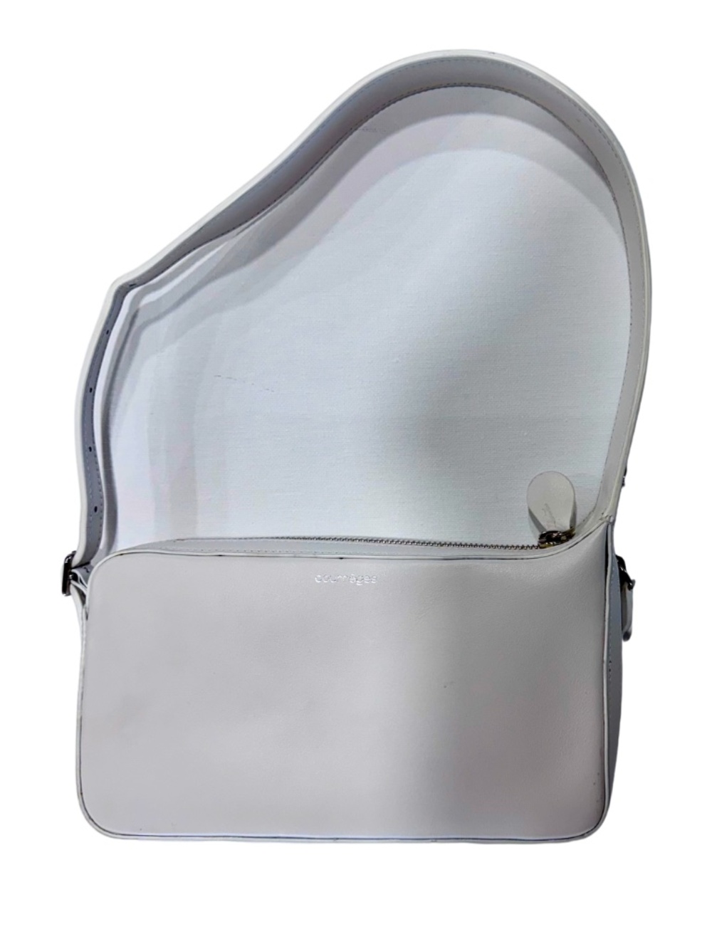 COURREGES LOOP LEATHER SHOULDER BAG - HERITAGE WHITE - WITH DUST BAG